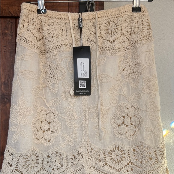 Boho Crochet Fringe High-Low Skirt - Cream - Picture 3 of 15